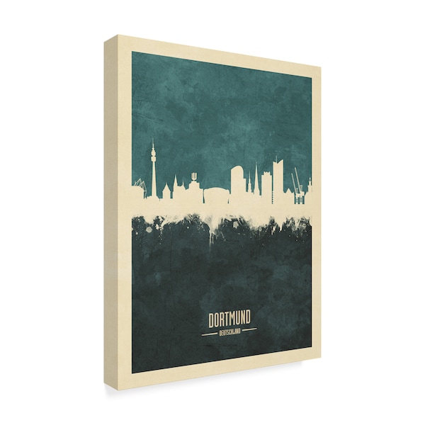 Michael Tompsett 'Dortmund Germany Skyline Teal' Canvas Art,18x24